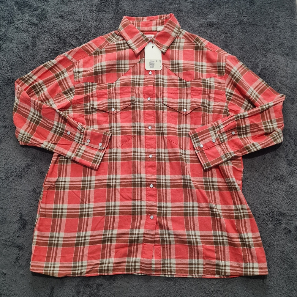 New Levi's Strauss Red plaid Flannel Shirt Size M